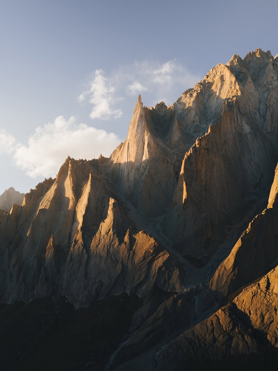 Cathedral peaks of the Himalayan range of Pakistan at golden hour - the origin of our granite
